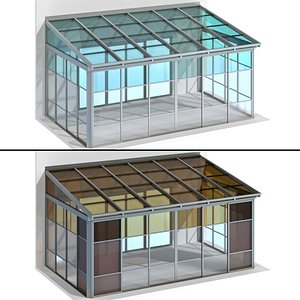 Metal glazed veranda terrace 3D model