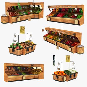 3D model vegatables display stand fruits