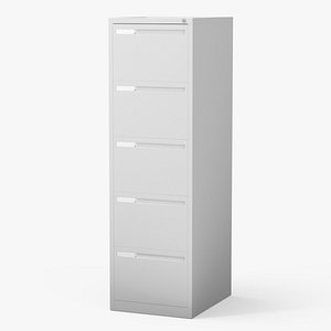 Filing Cabinet 5 Drawer Grey 3D model