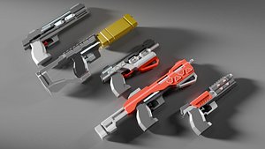 Stylized Sci-Fi pistol V5 -5 Variations Game Ready 3D model