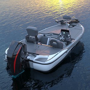 Open Deck Casting Boat White Floating Rigged