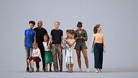 Basics0536 - A set containing 5 models of male and female teens and kids standing in casual attire i