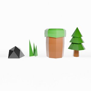 Small Low Poly Nature Asset Pack Stylized Game Ready 3D Model 3D model