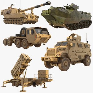 tracked wheeled usa military 3D model