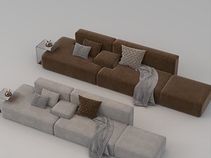 Modern Low Profile Modular Sofa Couch Set