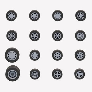 Pack of 16 Unique Rims Tires for Car