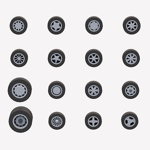 Pack of 16 Unique Rims Tires for Car