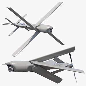 Hero 120SF Tactical Loitering UAV In Flight White Rigged