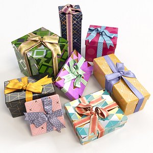 3D box bow gift model