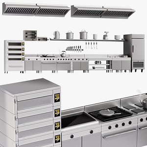A set of equipment for cafes and restaurants 01 3D