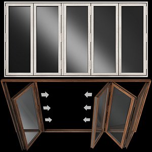 3D folding stained glass wooden doors model