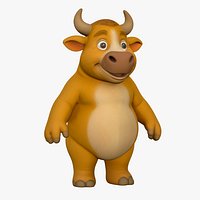 High-Quality Stylized Cartoon Bull