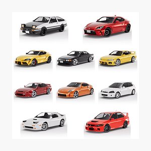 JDM Drift and Tuner Legends Pack - 10 Rigged Car Models Bundle