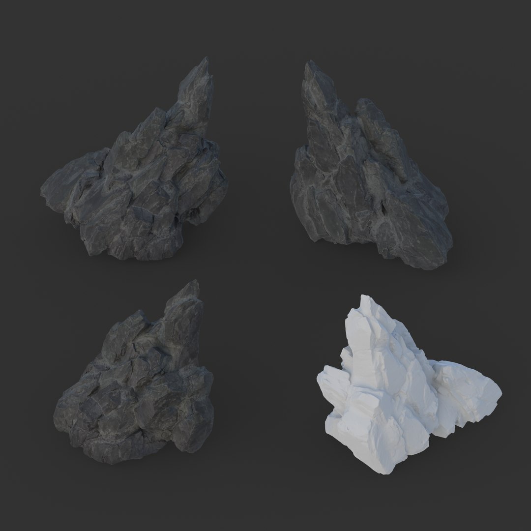 8 Low Poly PBR Black Spiky Modular Rocks 3D Model - TurboSquid 2162407