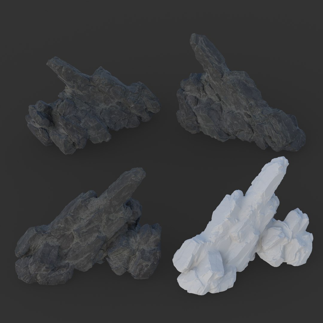 8 Low Poly PBR Black Spiky Modular Rocks 3D Model - TurboSquid 2162407