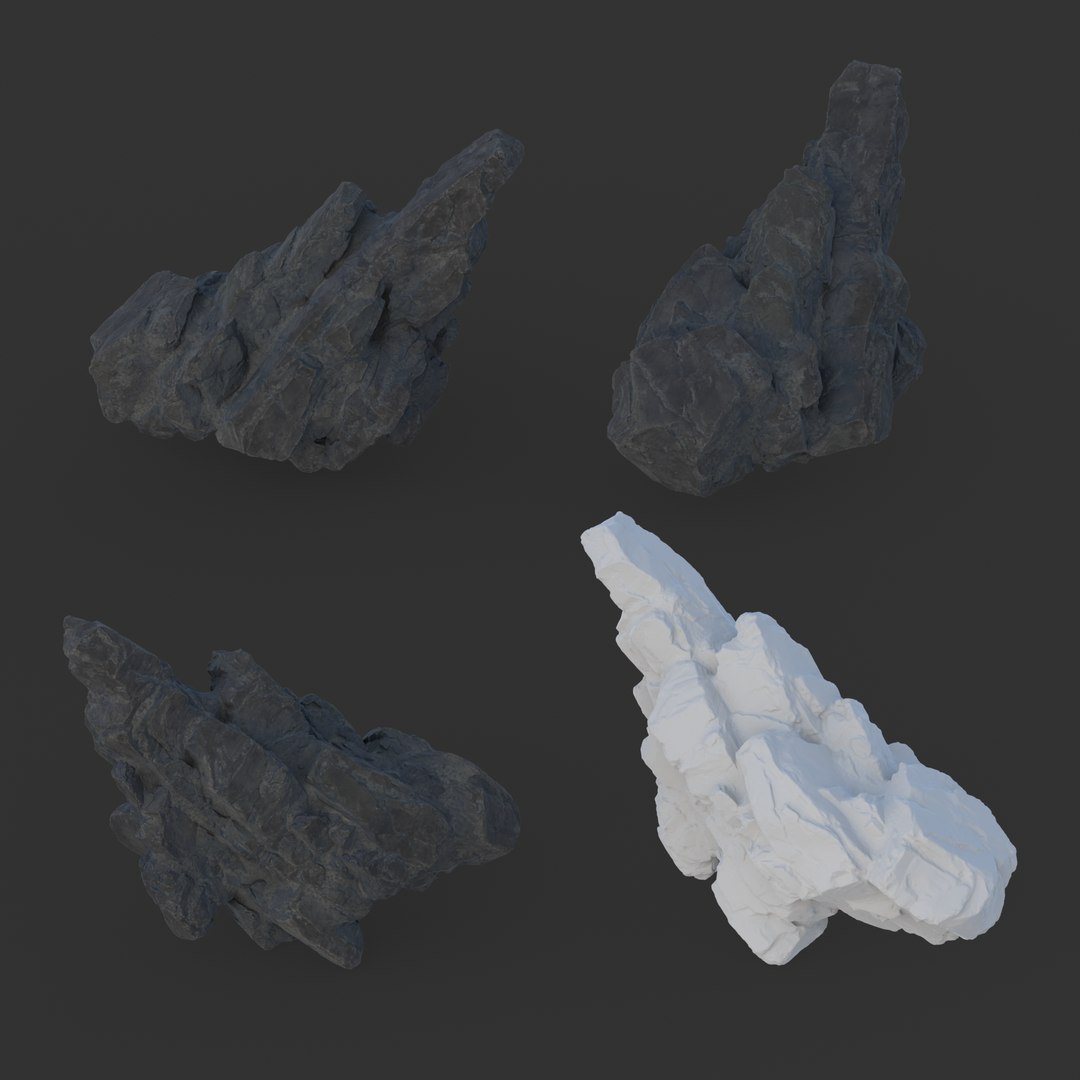8 Low Poly PBR Black Spiky Modular Rocks 3D Model - TurboSquid 2162407