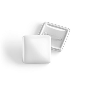 White Square Button Badge - plastic clutch pin