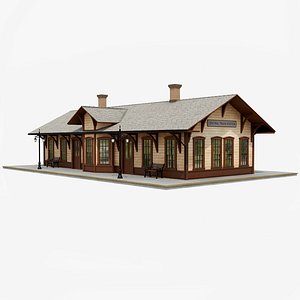Vintage Wooden Train Station model
