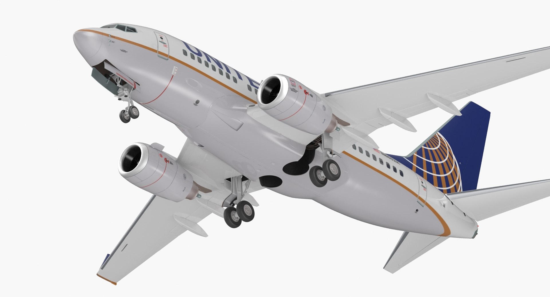 Boeing 737-600 United Airlines Rigged 3D Model 3D model preview