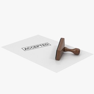 Accepted Document And Wooden Stamp 3D model