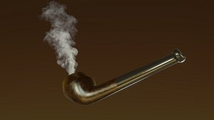 Tobacco Pipe 09 - Bulldog - With Animated VDB Smoke model