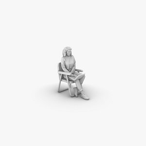 3D model Woman with computer