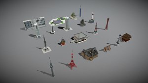 Japanese Famous Buildings 3D Model Pack