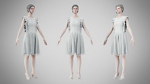 Dress 20 Aqua Meadow Mosaic model