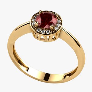 3D 5mm Ruby Fashion Gold Ring