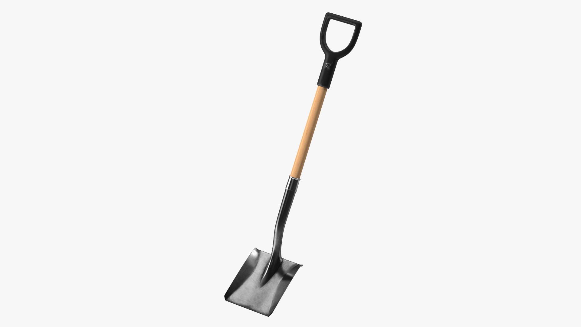 D-Handle Square Point Wooden Shovel 3D model preview