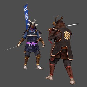 3D Samurai Character with Weapon
