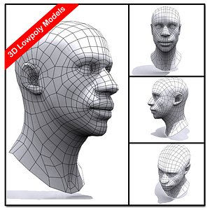 Low Poly African Male Head_set 01
