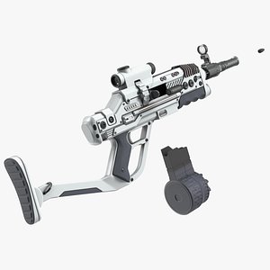 3D Futuristic Rifle Rigged for Maya model