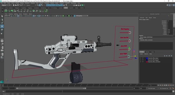 Maya용으로 제작된 미래형 소총 3D 모델 - TurboSquid 2221975