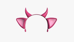 Furry Ears Tiara J02 Pink - Headband Character Design model