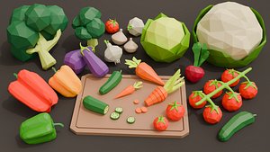 Collection 30 Vegetables Low Poly 3D model