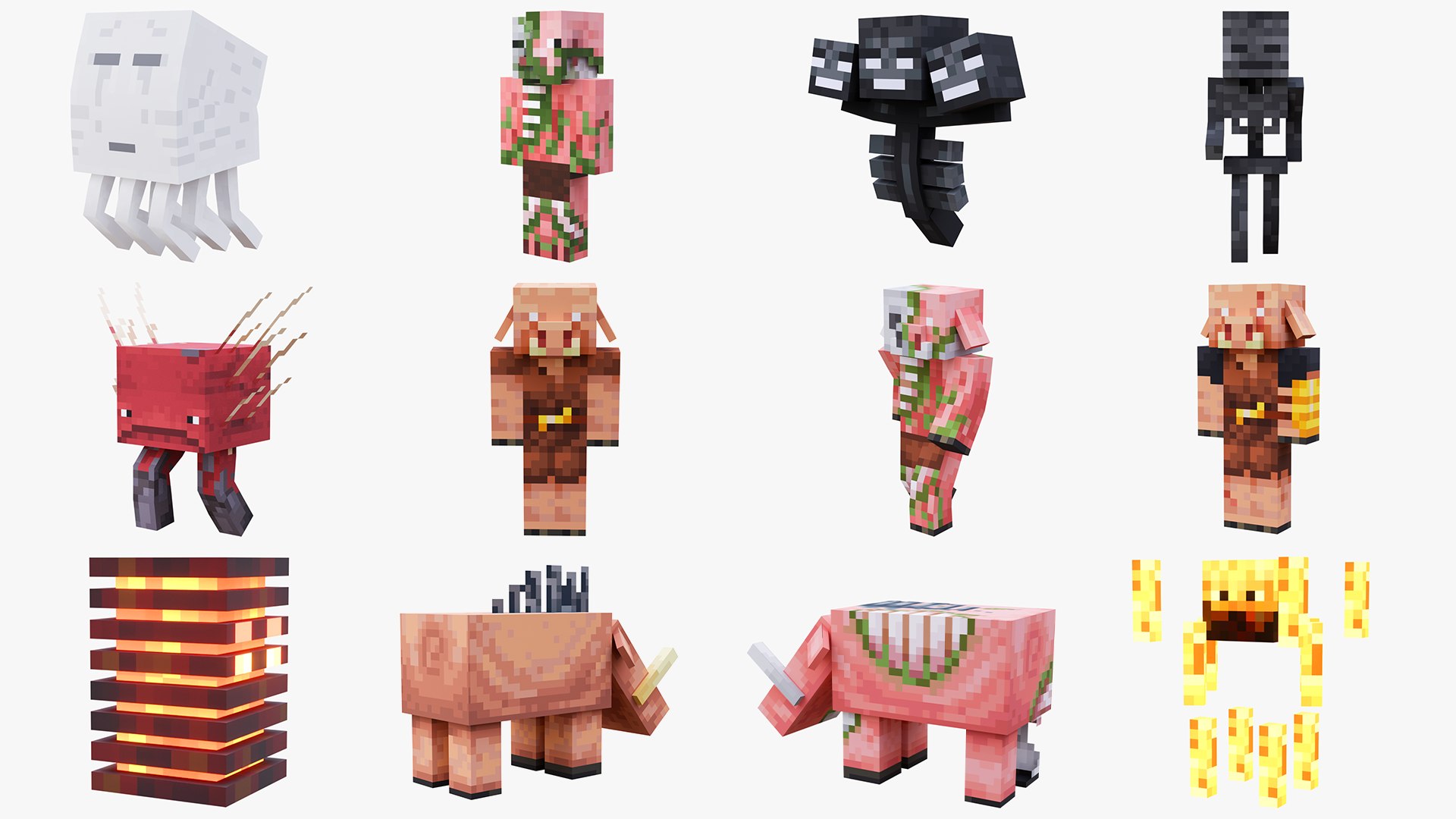 3D model Minecraft Ultimate Nether Character Mob Collection 12 Mobs Rigged 3D Model Pack 4K PBR https://p.turbosquid.com/ts-thumb/pY/Si1fVa/ty/netherbundle_3/png/1788452660/1920x1080/fit_q87/25a9090719ff24f81c1125e7eb8b6e8c2f5fd6f2/netherbundle_3.jpg
