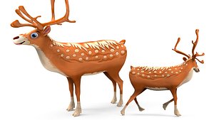 3D model reindeer rigged deer animation