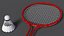 3D Badminton Racquet Set With Nylon Shuttle model