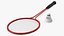3D Badminton Racquet Set With Nylon Shuttle model