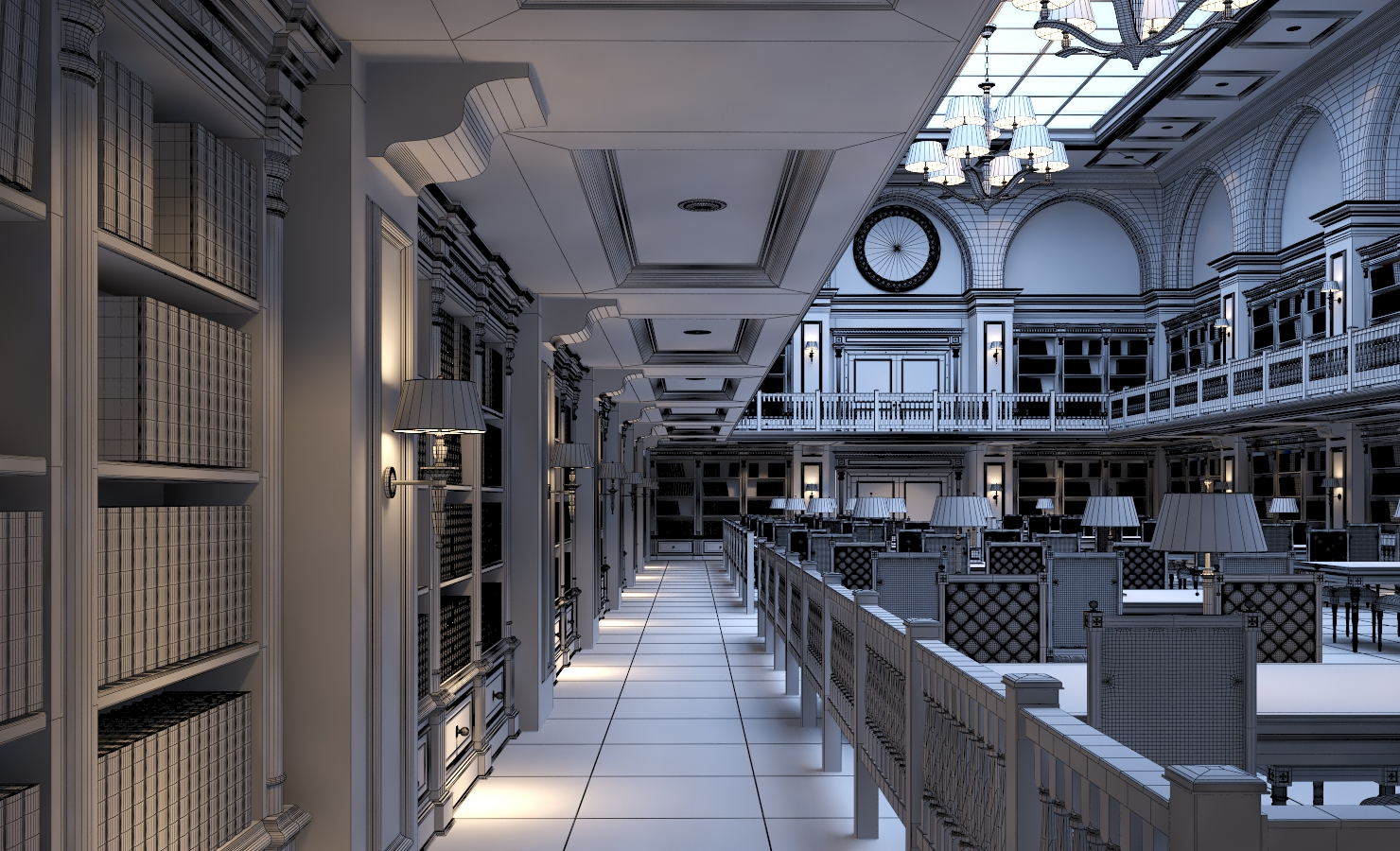 Real library interior rendering model - TurboSquid 1371157