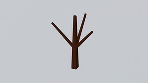 Dry tree without leaves with animation and texture