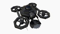SciFi Military Drone I02 Black - War Vehicle Fantasy