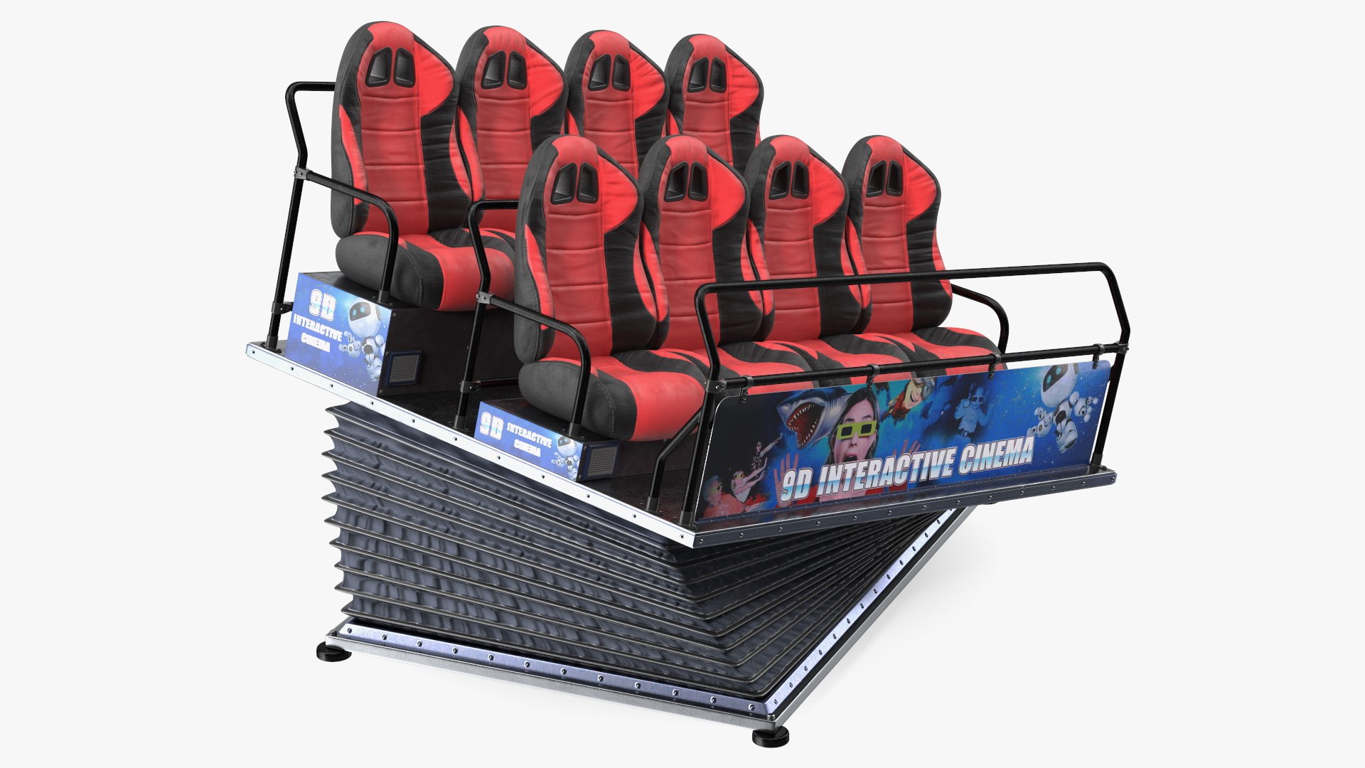 Virtual Reality Game Machine 9D Cinema Rigged 3D model preview