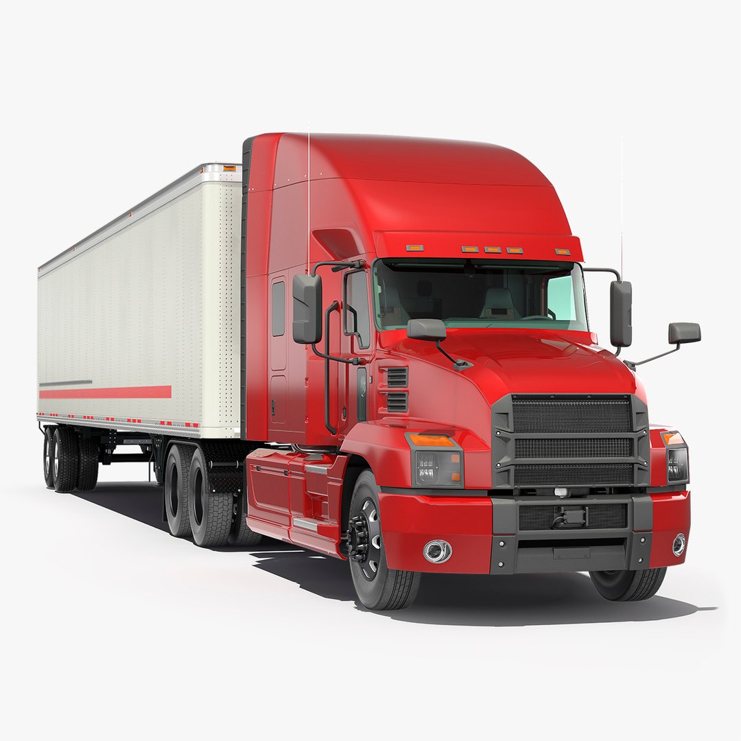 Semi Truck with Trailer Generic 3D model preview