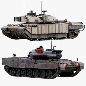 Rigged Challenger2 Leopard 2A7 Tanks Collection