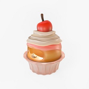 Low Poly Market Stall Kiosk Cup Cake 3D model