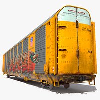 Old Union Pacific Autorack Train Car Yellow