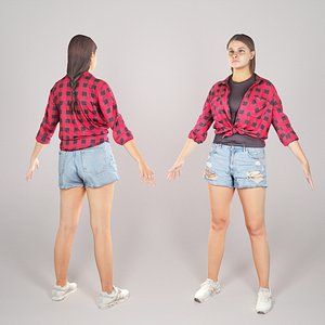 Stylish woman in a plaid shirt ready for animation 188