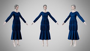 Dress 25 Indigo Velvet With Design
